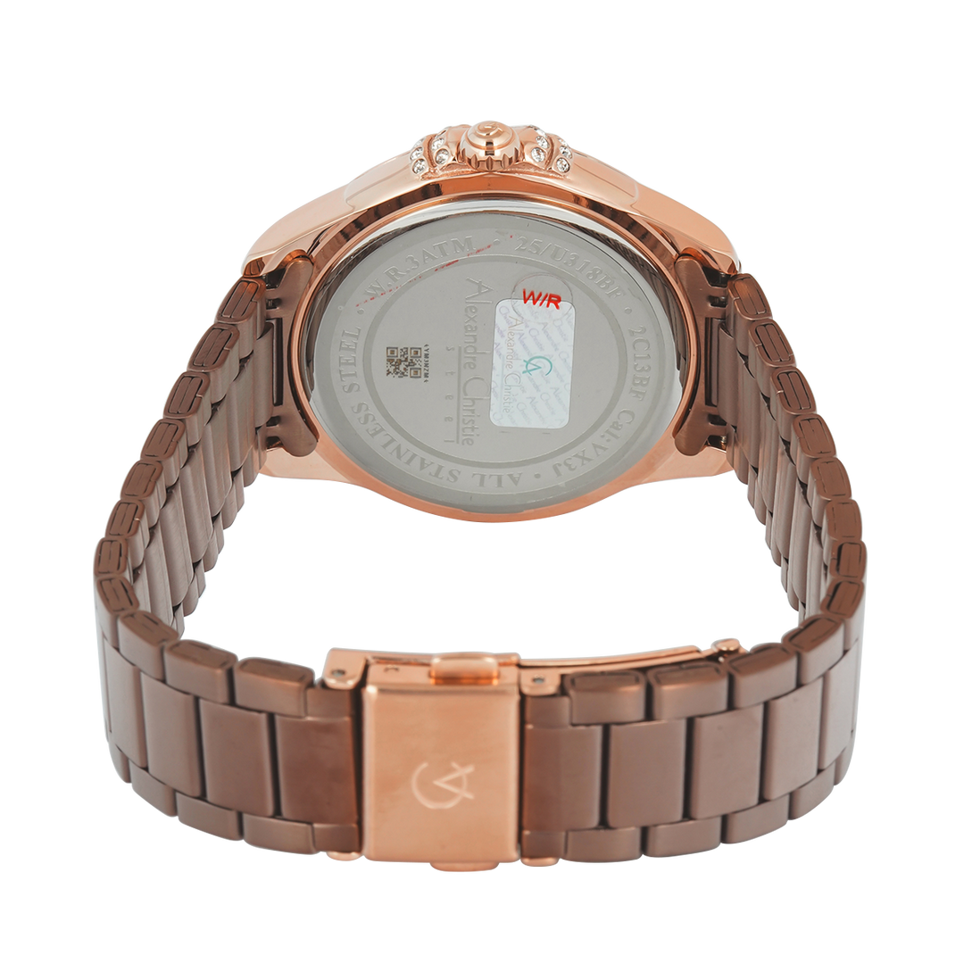 Jam Tangan Alexandre Christie Passion AC 2C13 BFFROBO Women Brown Dial Brown Stainless Steel Strap