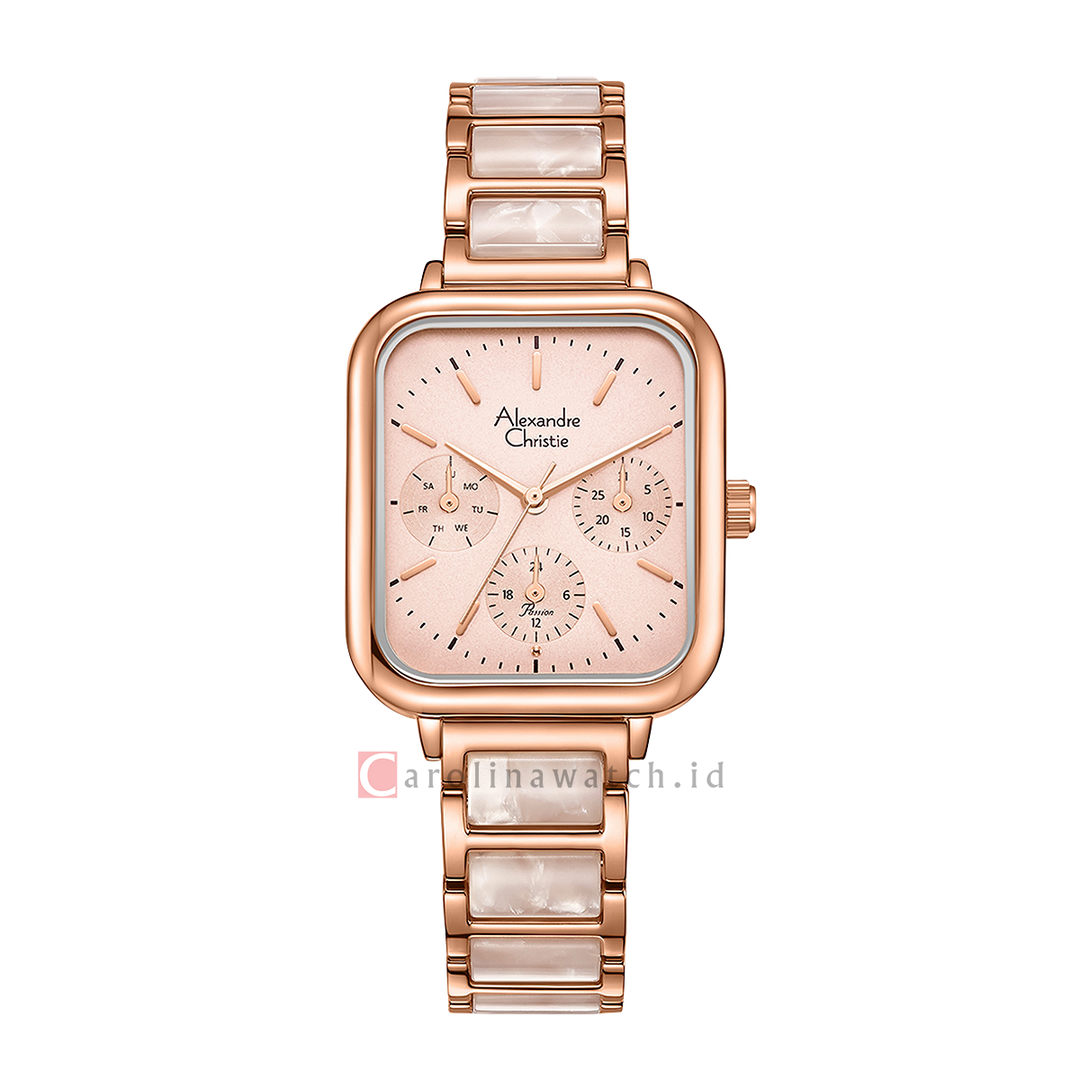 Jam Tangan  Alexandre Christie Passion AC 2C14 BFBRGPN Women Rose Gold Dial Dual Tone Stainless Steel Strap