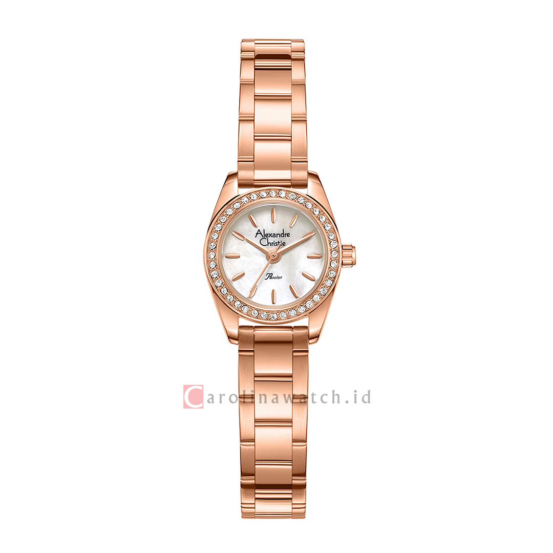 Jam Tangan Alexandre Christie Passion AC 2C17 LHFRGMS Women Silver White Dial Rose Gold Stainless Steel Strap
