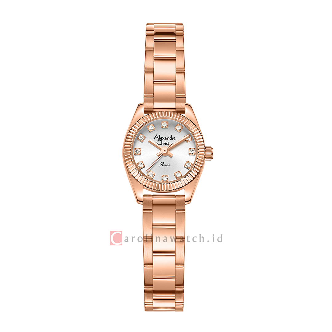 Jam Tangan Alexandre Christie Passion AC 2C18 LHFRGSL Women Silver White Dial Rose Gold Stainless Steel Strap