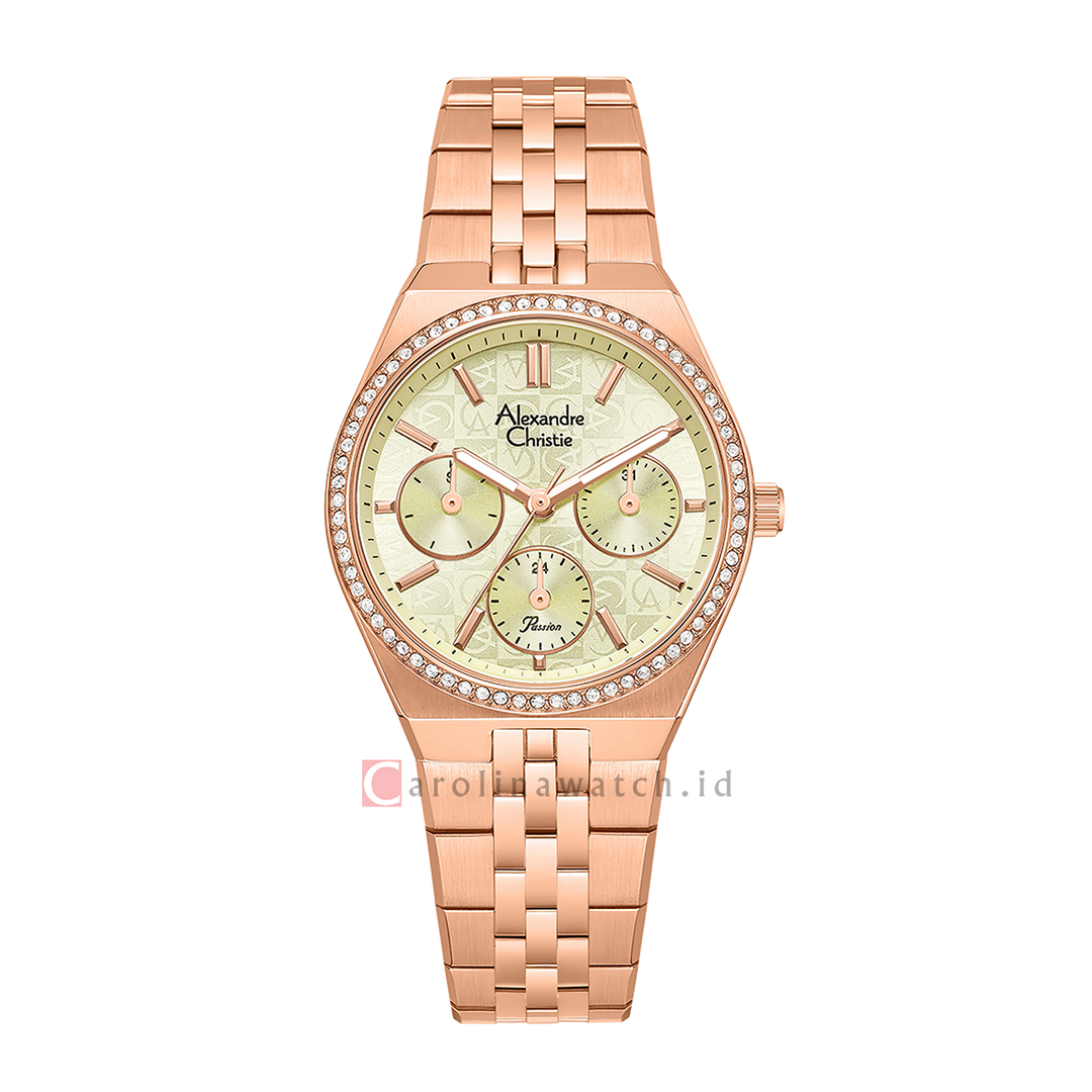 Jam Tangan Alexandre Christie Passion AC 2C19 BFBRGBG Women Analog Dial Rose Gold Stainless Steel Strap