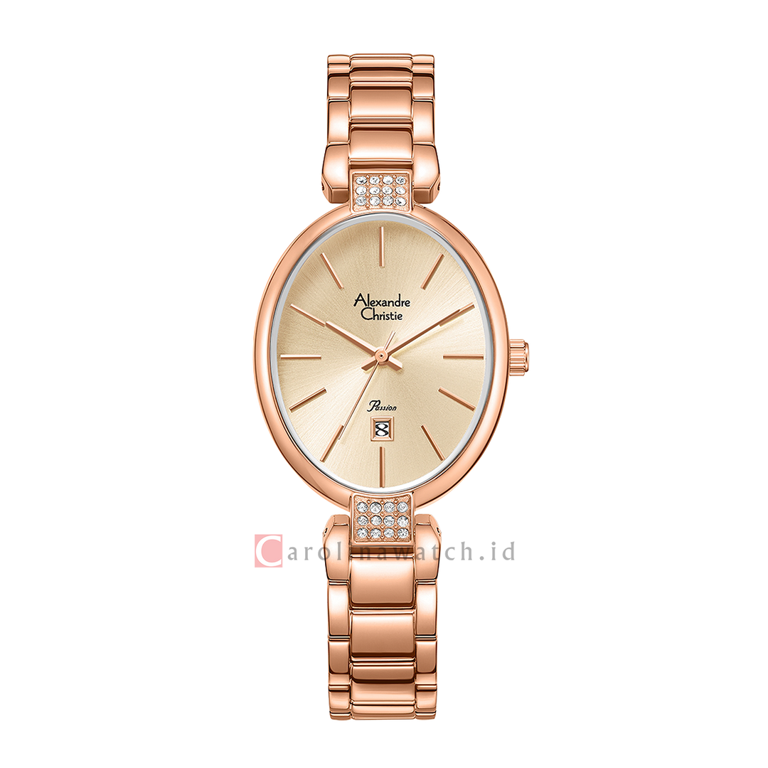 Jam Tangan Alexandre Christie Passion AC 2C21 LDBRGBG Women Gold Dial Rose Gold Stainless Steel Strap