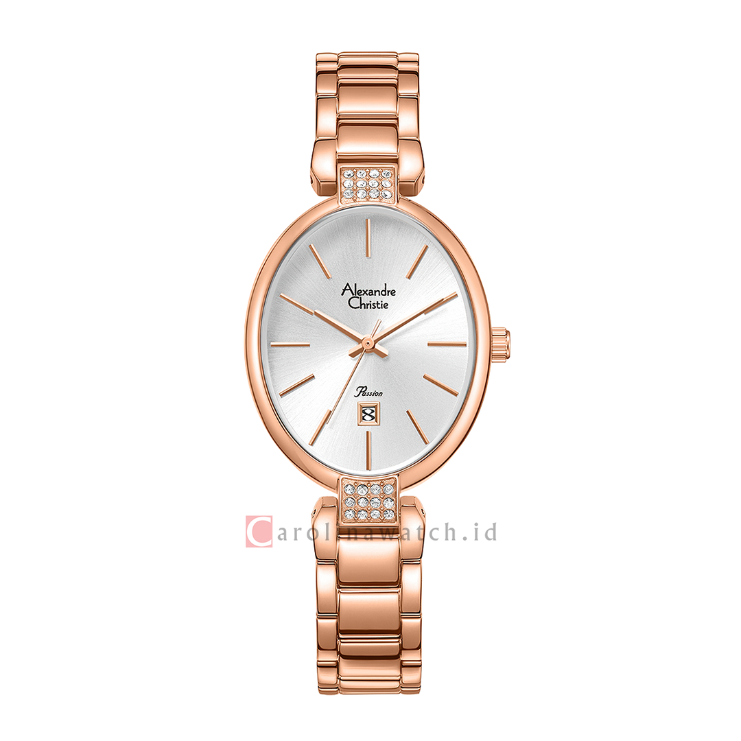 Jam Tangan Alexandre Christie Passion AC 2C21 LDBRGSL Women Silver White Dial Rose Gold Stainless Steel Strap