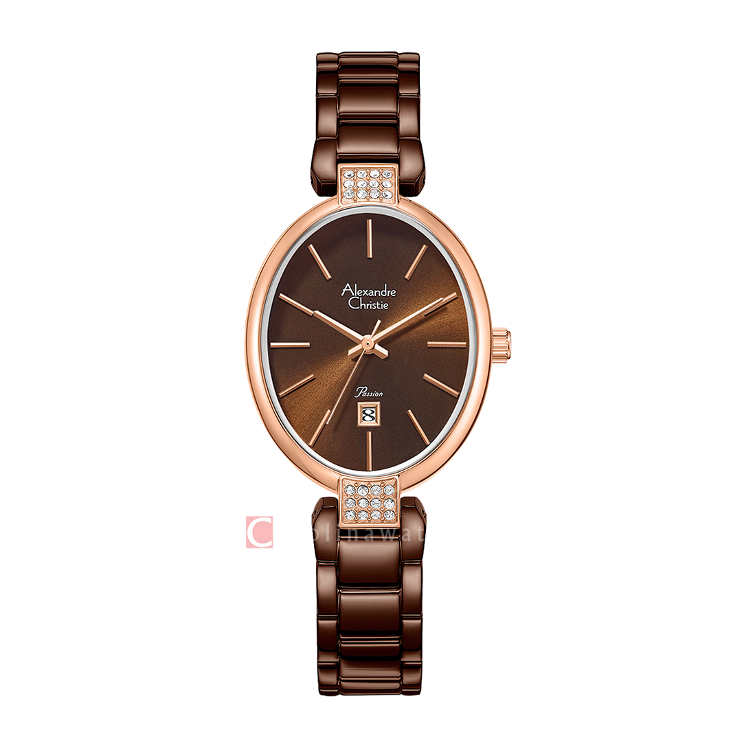 Jam Tangan Alexandre Christie Passion AC 2C21 LDBROBO Women Brown Dial Brown Stainless Steel Strap