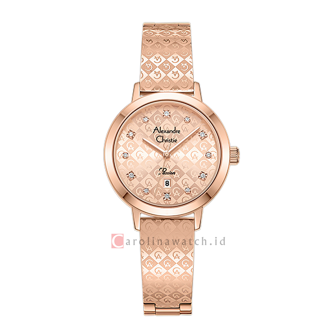 Jam Tangan  Alexandre Christie Passion AC 2C23 LDBRGLN Women Rose Gold Dial Rose Gold Stainless Steel Strap