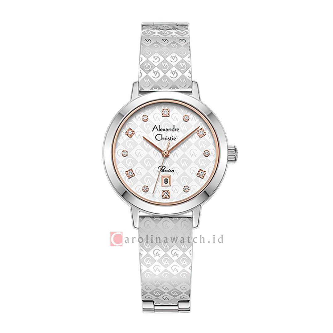 Jam Tangan  Alexandre Christie Passion AC 2C23 LDBSSSLRG Women White Dial Silver Stainless Steel Strap