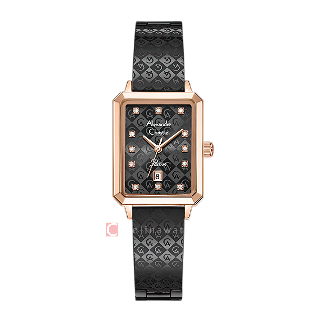 Jam Tangan  Alexandre Christie Passion AC 2C24 LDBBRBA Women Black Dial Black Stainless Steel Strap