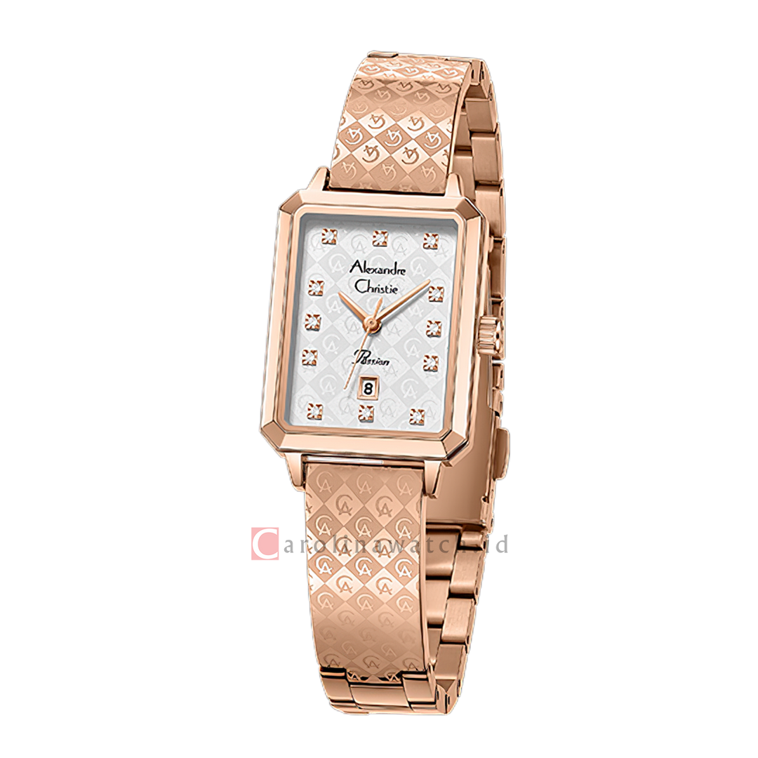 Jam Tangan  Alexandre Christie Passion AC 2C24 LDBRGSL Women White Dial Rose Gold Stainless Steel Strap