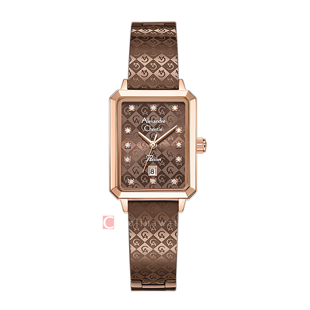 Jam Tangan  Alexandre Christie Passion AC 2C24 LDBROBO Women Brown Dial Brown Stainless Steel Strap