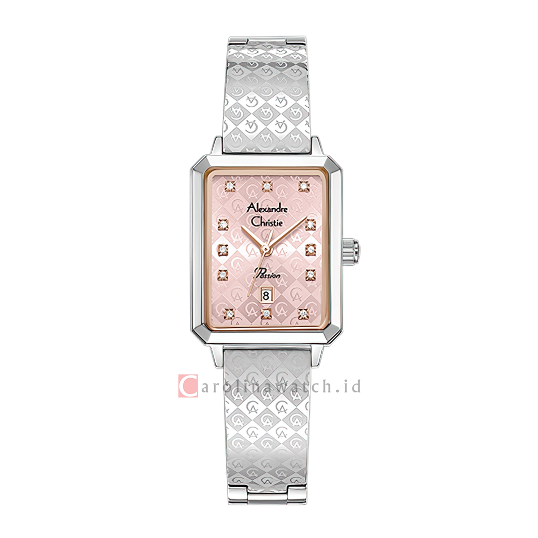 Jam Tangan Alexandre Christie Passion AC 2C24 LDBSSPNRG Women Light Pink Dial Silver Stainless Steel Strap