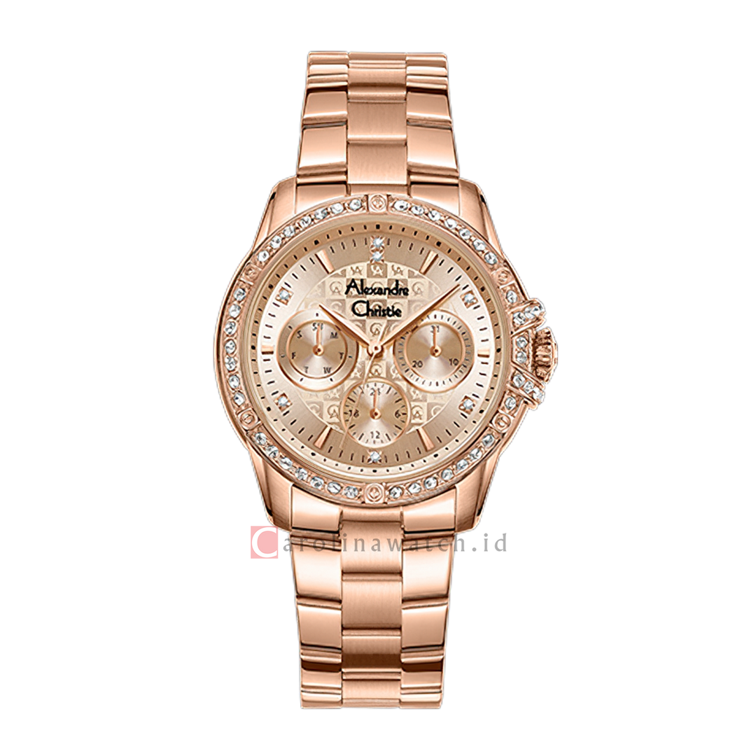 Jam Tangan Alexandre Christie AC 2C26 BFFRGLN Women Rose Gold Dial Rose Gold Stainless Steel Strap