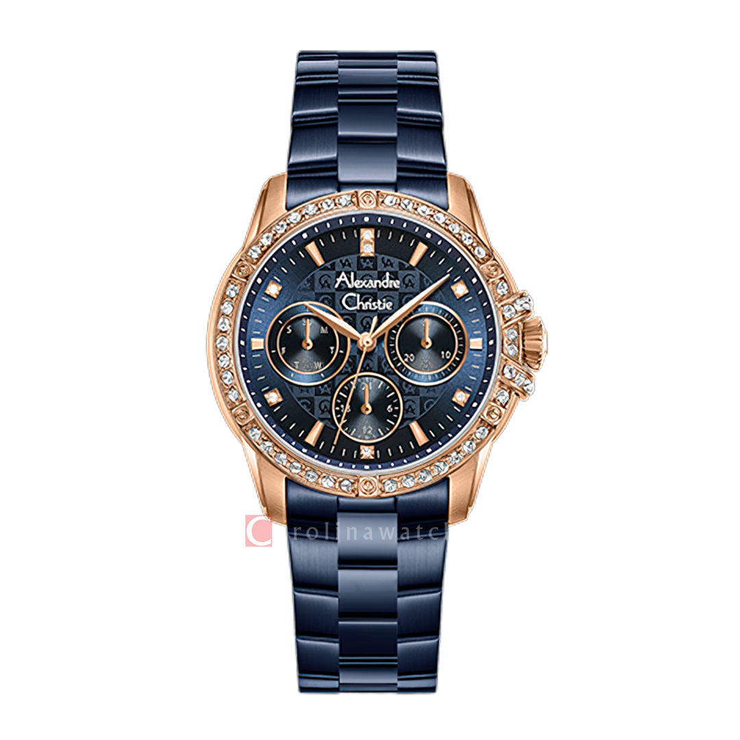 Jam Tangan Alexandre Christie AC 2C26 BFFURBU Women Blue Dial Blue Stainless Steel Strap