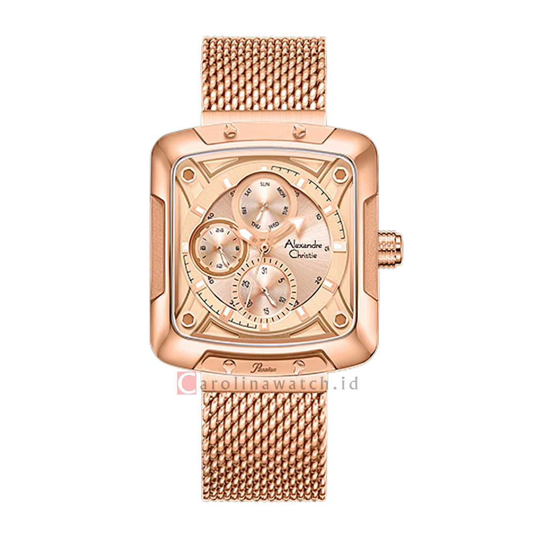 Jam Tangan Alexandre Christie AC 3030 BFBRGRG Women Analog Dial Rose Gold Stainless Steel Strap