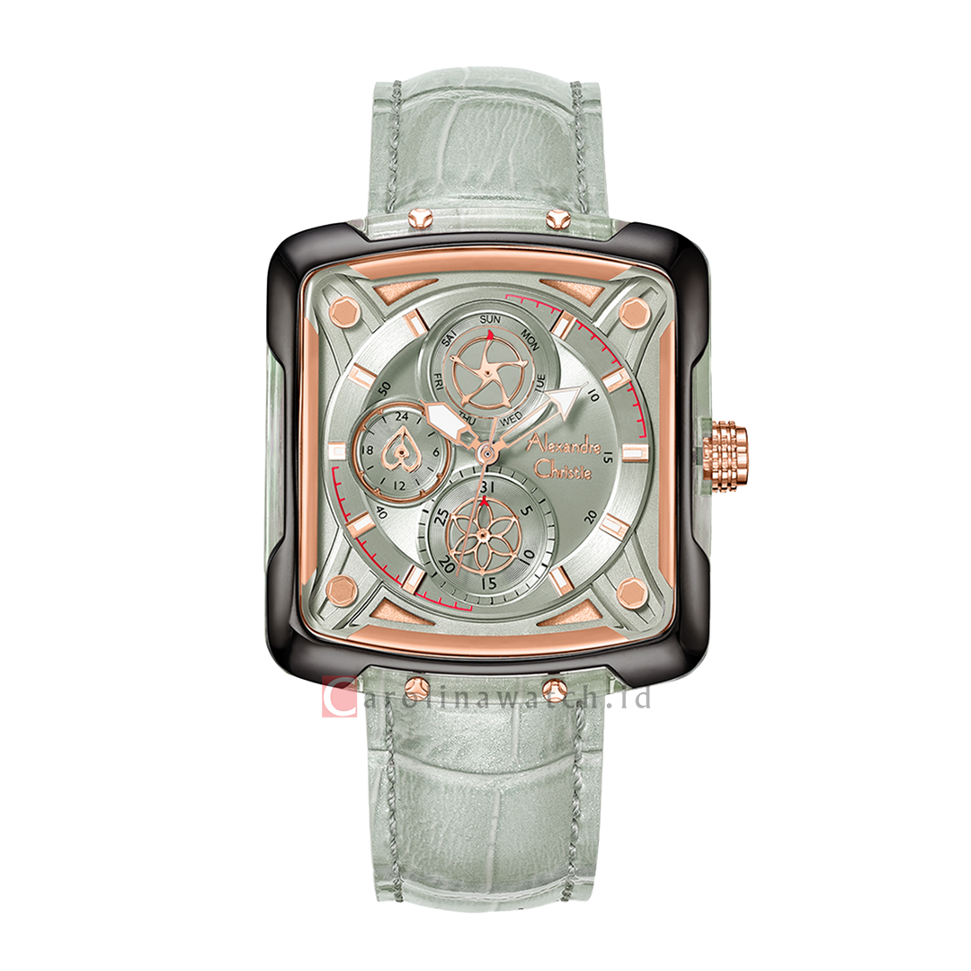 Jam Tangan Alexandre Christie Classic AC 3030 BFLGRLG Women Light Grey Dial Light Grey Leather Strap