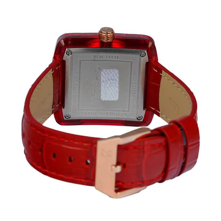 Jam Tangan Alexandre Christie Classic AC 3030 BFLRGRE Women Red Dial Red Leather Strap