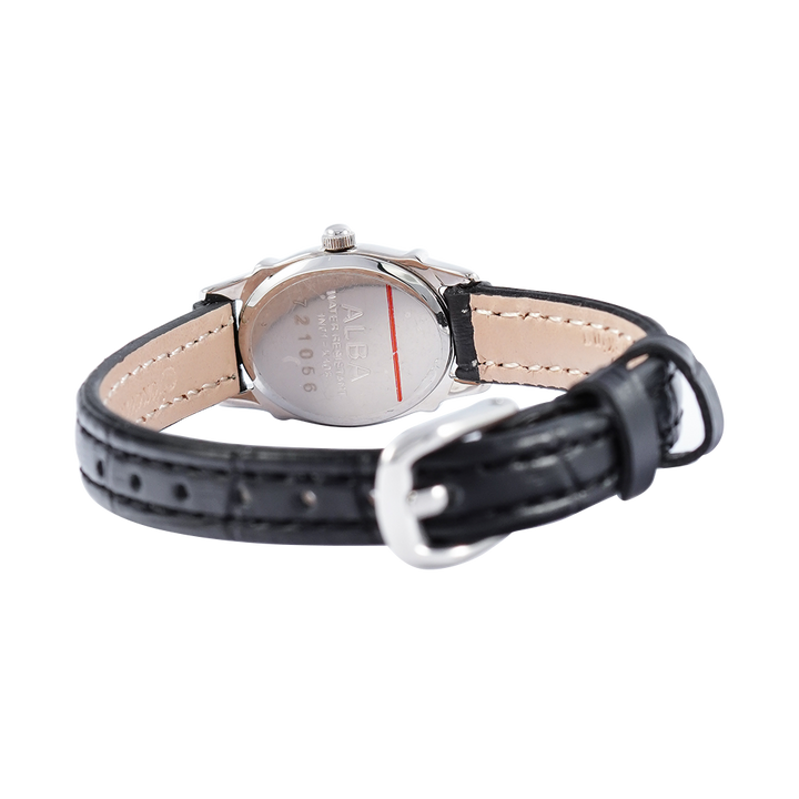 Jam Tangan ALBA AC3K35X1 Women White Dial Black Leather Strap
