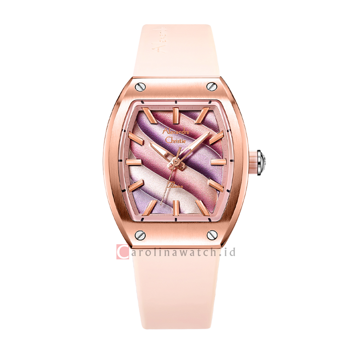 Jam Tangan Alexandre Christie Passion AC 5001 LHRTRLK Women Multicolor Dial Biege Rubber Strap