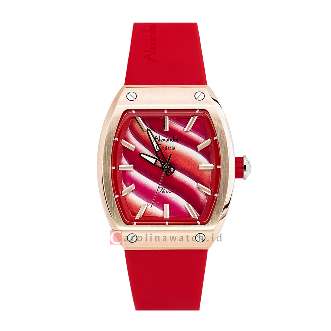 Jam Tangan Alexandre Christie Passion AC 5001 LHRTRRE Women Multicolor Dial Red Rubber Strap