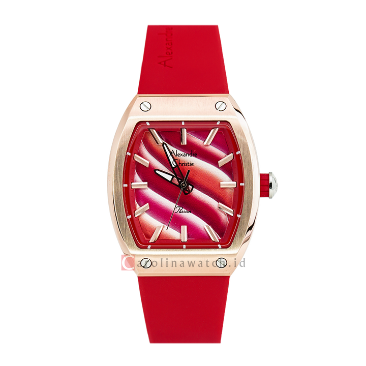 Jam Tangan Alexandre Christie Passion AC 5001 LHRTRRE Women Multicolor Dial Red Rubber Strap