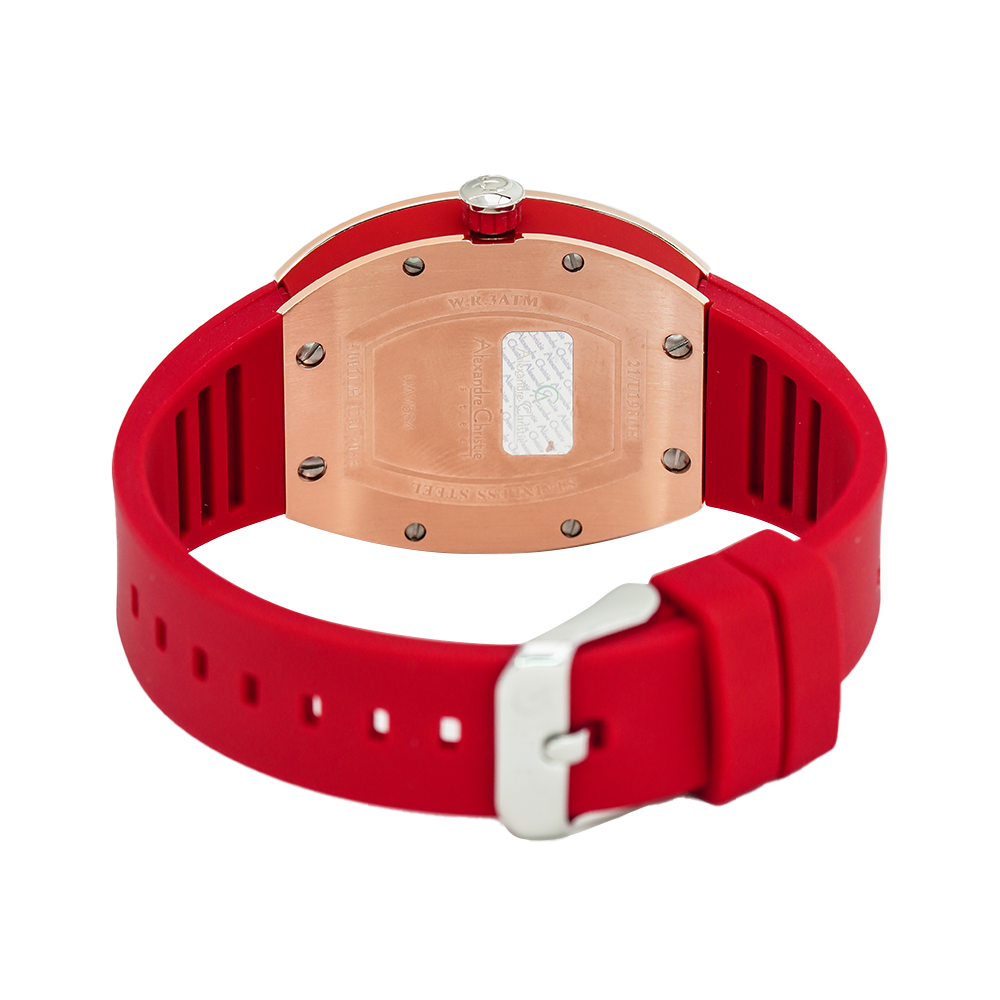 Jam Tangan Alexandre Christie Passion AC 5001 LHRTRRE Women Multicolor Dial Red Rubber Strap