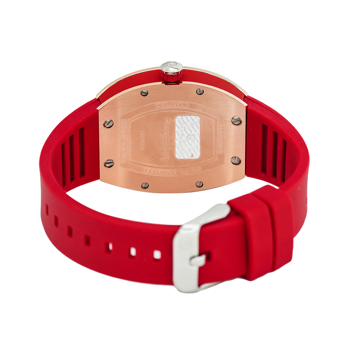 Jam Tangan Alexandre Christie Passion AC 5001 LHRTRRE Women Multicolor Dial Red Rubber Strap