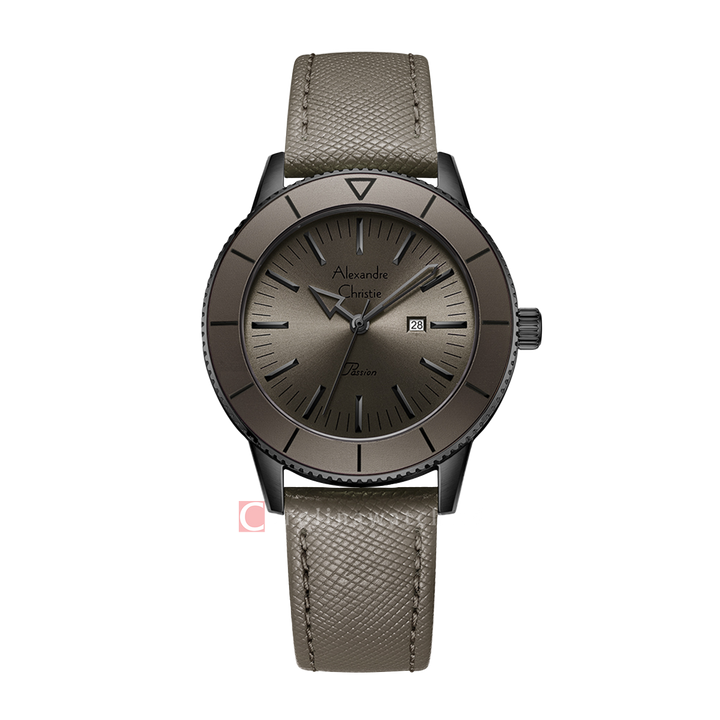 Jam Tangan Alexandre Christie Passion AC 5002 LDLIGDG Women Dark Grey Dial Dark Grey Leather Strap