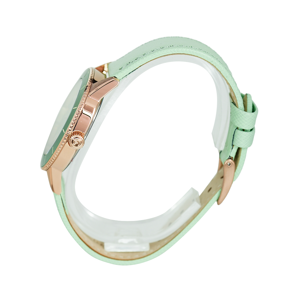 Jam Tangan Alexandre Christie Passion AC 5002 LDLRGGN Women Light Green Dial Light Green Leather Strap