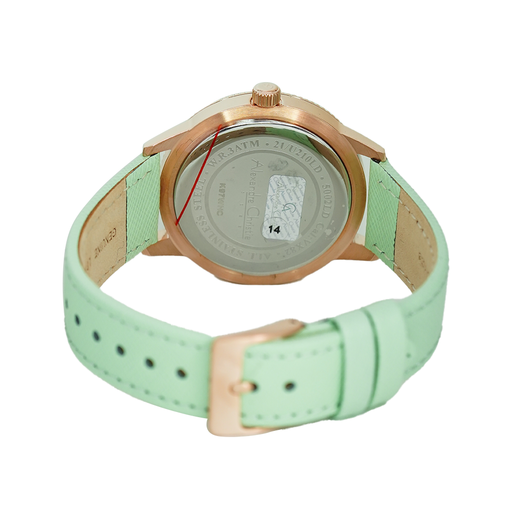 Jam Tangan Alexandre Christie Passion AC 5002 LDLRGGN Women Light Green Dial Light Green Leather Strap