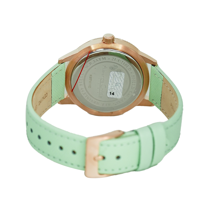 Jam Tangan Alexandre Christie Passion AC 5002 LDLRGGN Women Light Green Dial Light Green Leather Strap