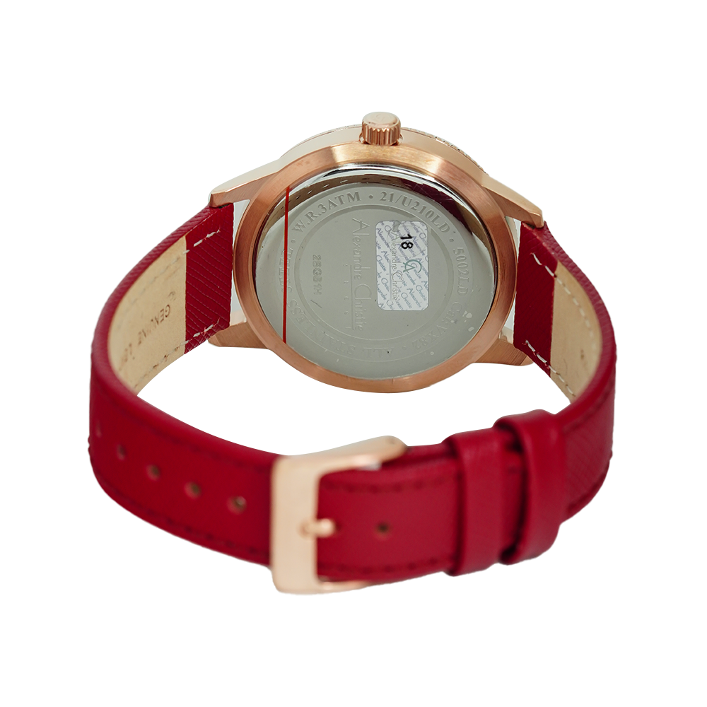 Jam Tangan Alexandre Christie Passion AC 5002 LDLRGRE Women Red Dial Red Leather Strap
