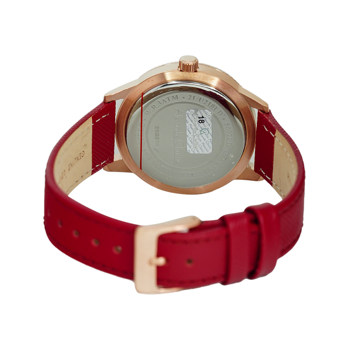 Jam Tangan Alexandre Christie Passion AC 5002 LDLRGRE Women Red Dial Red Leather Strap