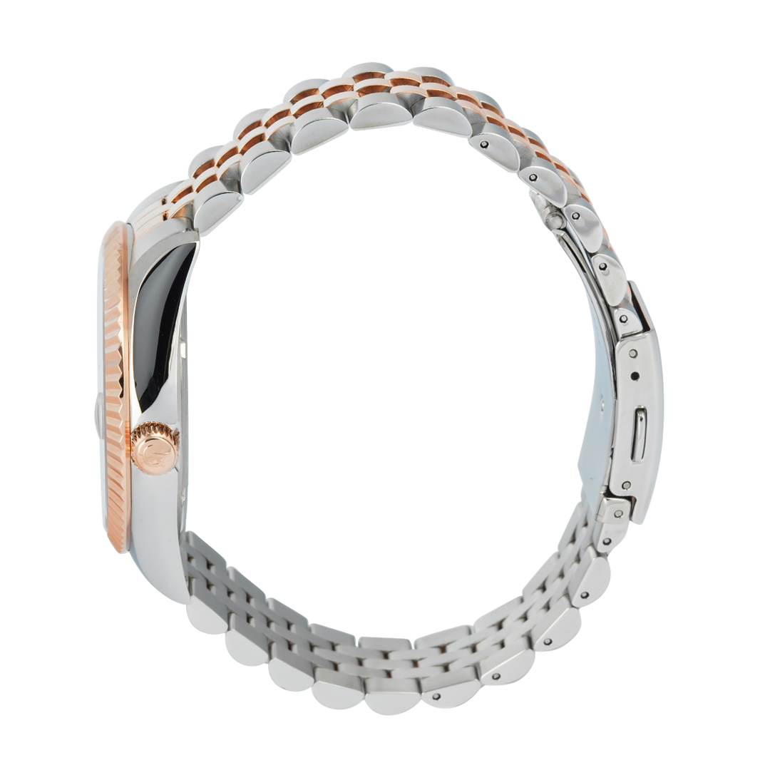 Jam Tangan Alexandre Christie Classic Steel AC 5002 MDBTRSL Men Silver White Dial Dual Tone Stainless Steel Strap