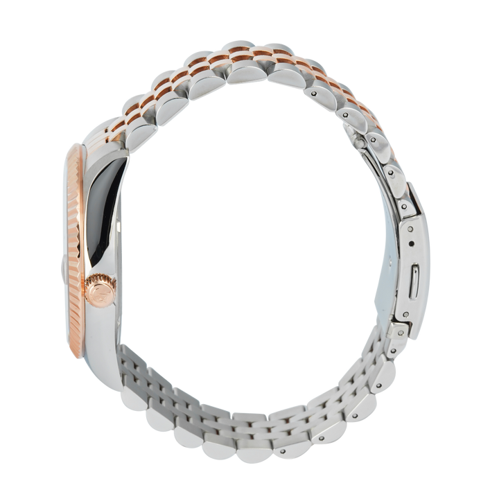 Jam Tangan Alexandre Christie Classic Steel AC 5002 MDBTRSL Men Silver White Dial Dual Tone Stainless Steel Strap