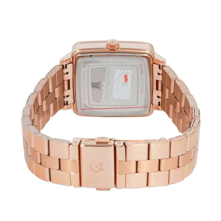 Jam Tangan Alexandre Christie AC 5003 BFBRGBA Women Black Dial Rose Gold Stainless Steel Strap