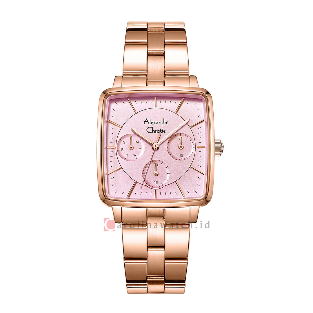 Jam Tangan Alexandre Christie AC 5003 BFBRGPN Women Pink Dial Rose Gold Stainless Steel Strap