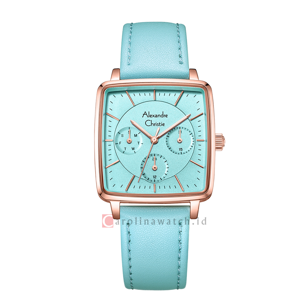 Jam Tangan Alexandre Christie Classic AC 5003 BFLRGBU Women Light Blue Dial Light Blue Leather Strap