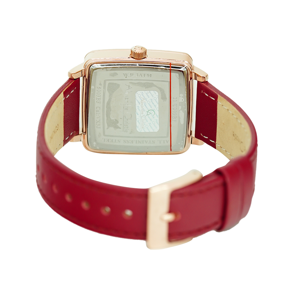 Jam Tangan Alexandre Christie Multifunction AC 5003 BFLRGRE Women Red Dial Red Leather Strap