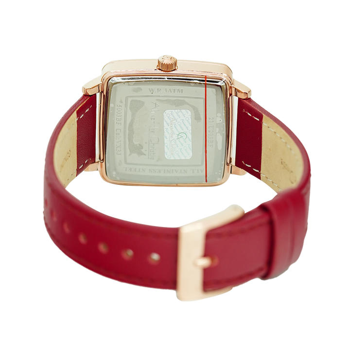 Jam Tangan Alexandre Christie Multifunction AC 5003 BFLRGRE Women Red Dial Red Leather Strap