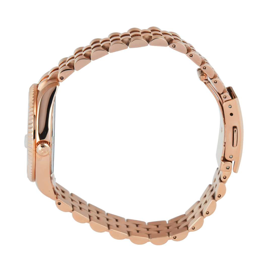 Jam Tangan Alexandre Christie Classic Steel AC 5013 LDBRGLN Sapphire Women Champagne Dial Rose Gold Stainless Steel Strap