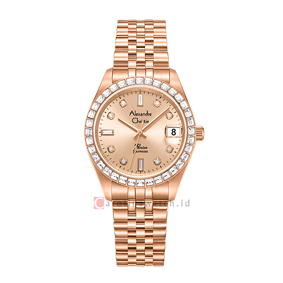 Jam Tangan Alexandre Christie AC 5013 LDBRGLNDR Women Rose Gold Dial Rose Gold Stainless Steel Strap