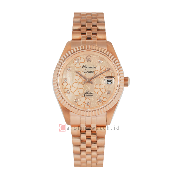 Jam Tangan  Alexandre Christie AC 5013 LDBRGMD1 Women Dial Rose Gold Stainless Steel Strap