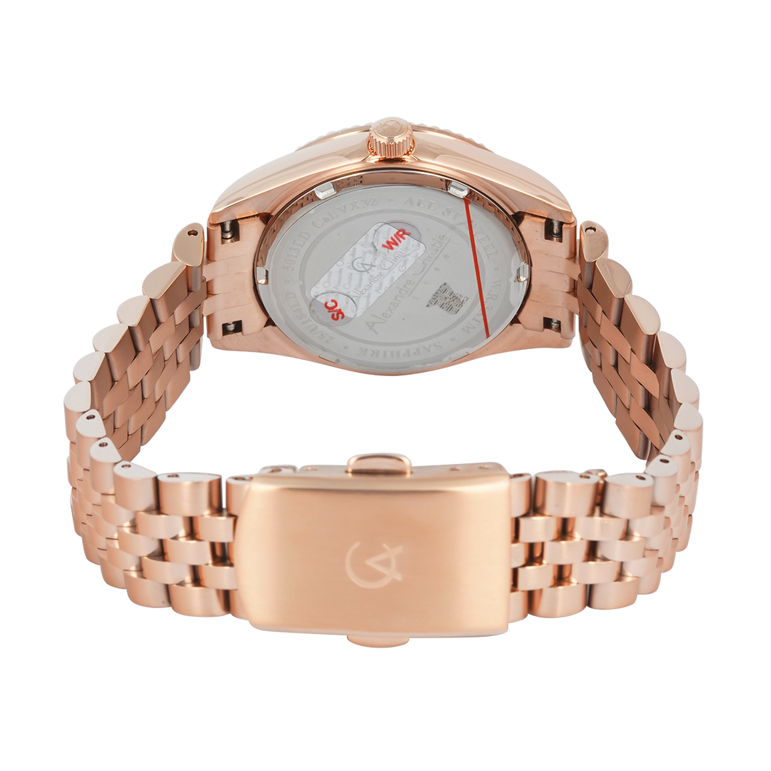 Jam Tangan Alexandre Christie Passion AC 5013 LDBRGSL Sapphire Women Silver White Dial Rose Gold Stainless Steel Strap