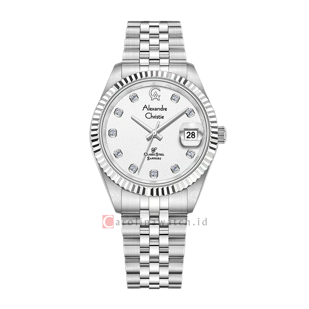 Jam Tangan Alexandre Christie Classic Steel AC 5013 LDBSSSL Sapphire Women Silver Dial Stainless Steel Strap