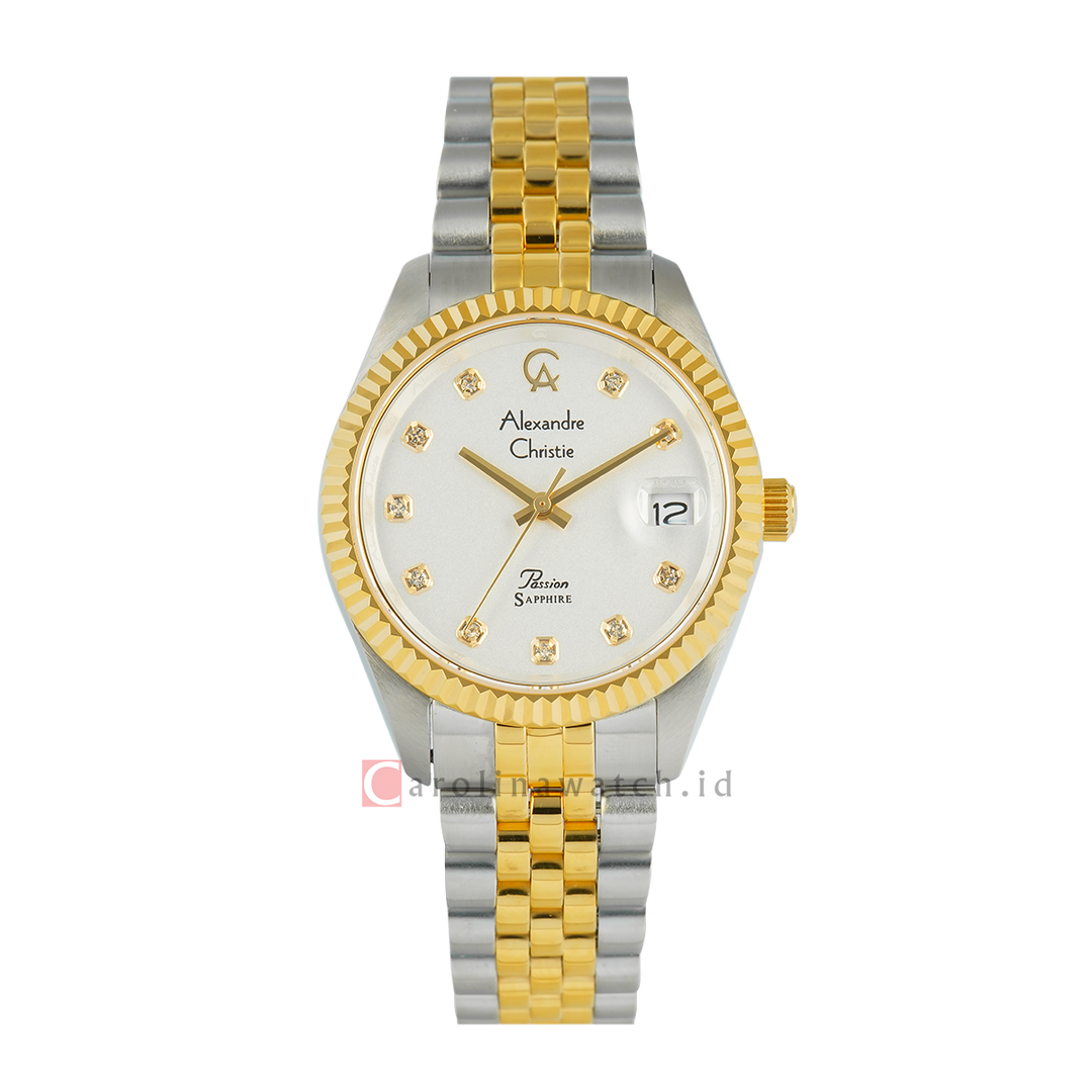 Jam Tangan Alexandre Christie Classic Steel AC 5013 LDBTGSL Sapphire Women Silver Dial Dual Tone Stainless Steel Strap
