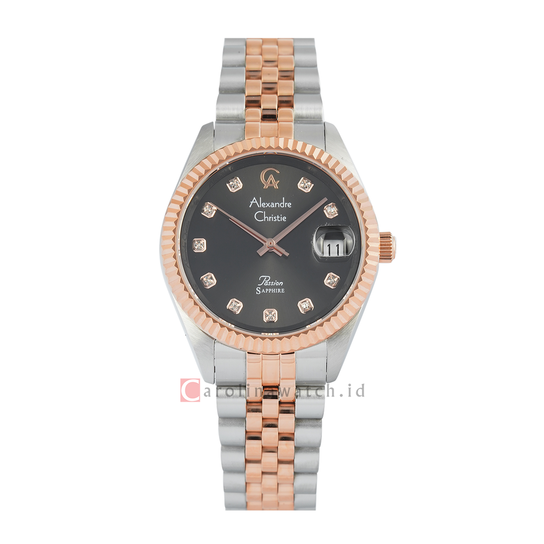 Jam Tangan Alexandre Christie Classic Steel AC 5013 LDBTRBA Sapphire Women Grey Dial Dual Tone Stainless Steel Strap