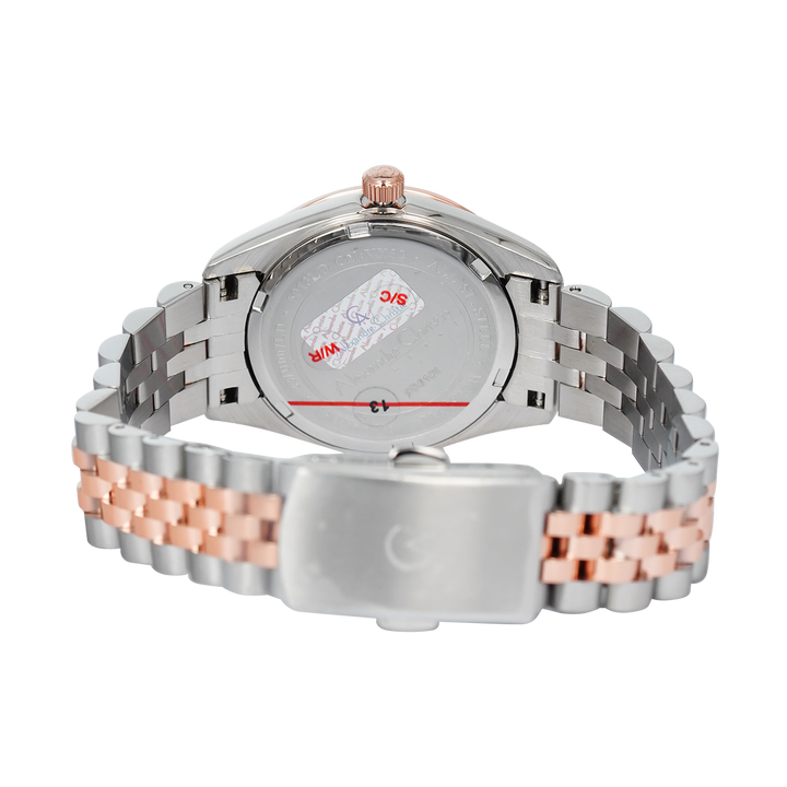 Jam Tangan Alexandre Christie Classic Steel AC 5013 LDBTRBO Sapphire Women Brown Dial Dual Tone Stainless Steel Strap