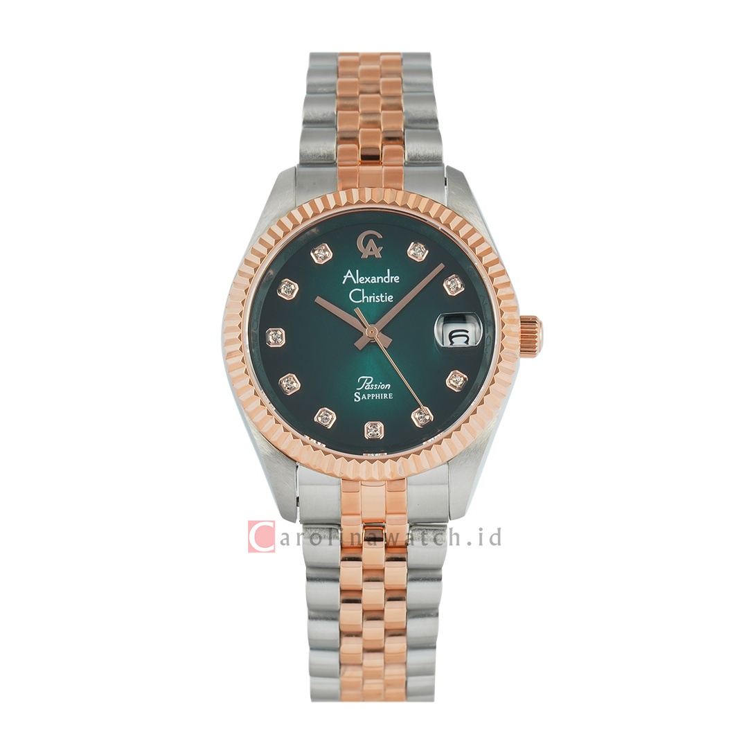 Jam Tangan  Alexandre Christie AC 5013 LDBTRGN2 Women Dial Dual Tone Stainless Steel Strap