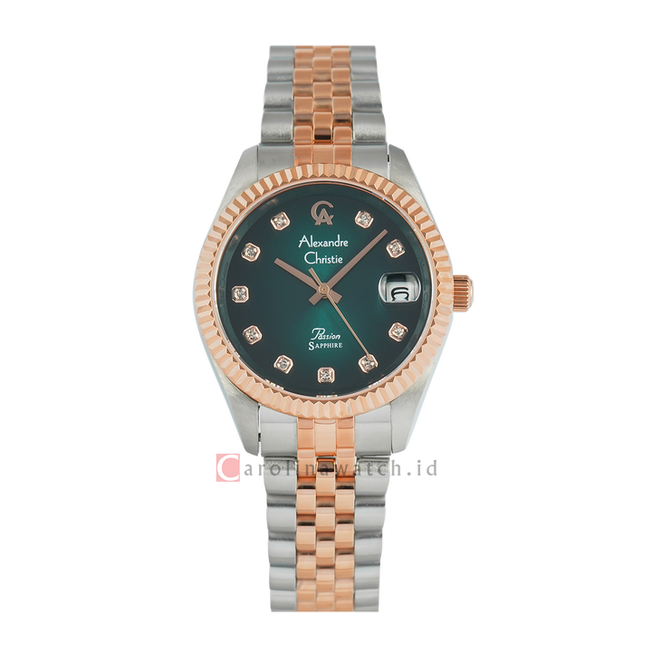 Jam Tangan  Alexandre Christie AC 5013 LDBTRGN2 Women Dial Dual Tone Stainless Steel Strap