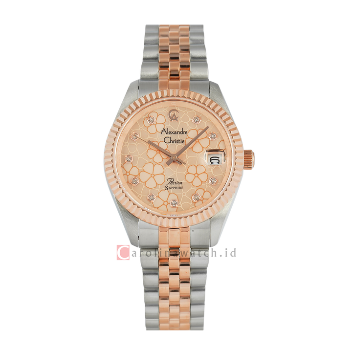 Jam Tangan  Alexandre Christie AC 5013 LDBTRMD1 Women Dial Dual Tone Stainless Steel Strap