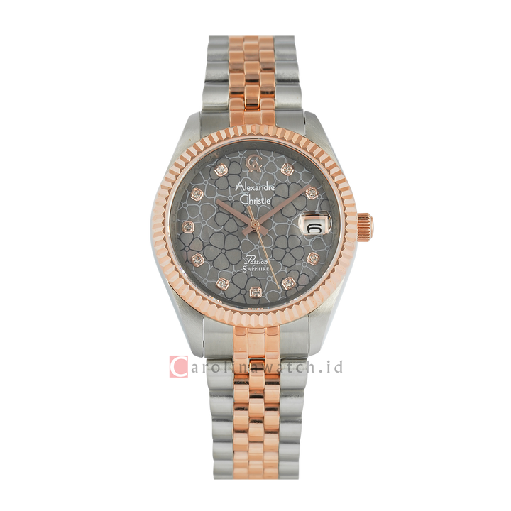 Jam Tangan  Alexandre Christie AC 5013 LDBTRMR1 Women Dial Dual Tone Stainless Steel Strap